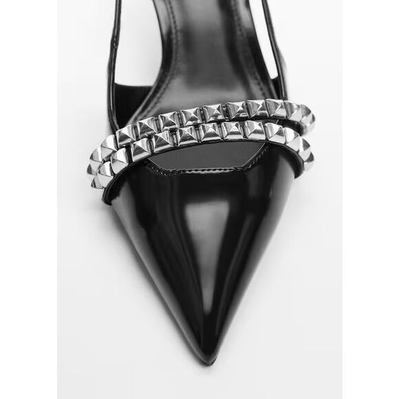 MNG BY MANGO Studded slingback kitten heel shoes sz 38 US 7.5 NEW - Picture 5 of 7